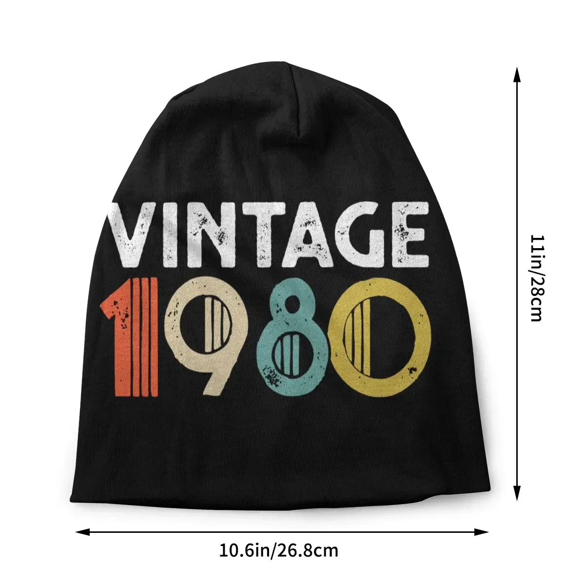 Vintage 1980 40th Birthday Bonnet Hats 40 Years Old Knit Hat Outdoor Skullies Beanies Hat Unisex Summer Warm Multifunction Caps