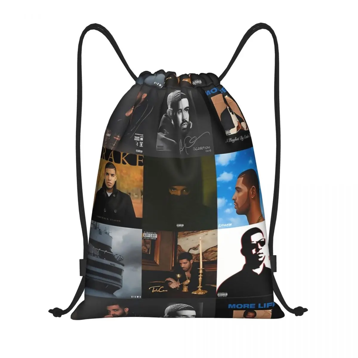 Music Drake Vintage Album Drawstring Bags Sports Backpack Gym Sackpack String Bags for Cycling