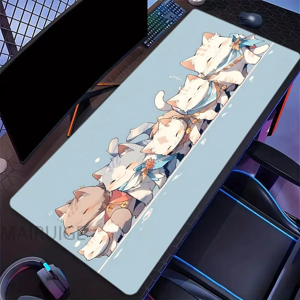

Cat Family Mouse Pad Large Computer Office Game Table Mat XXL Rubber Anti-slip Stitched Edges Keyboard Mats Long Decor Desk Pads