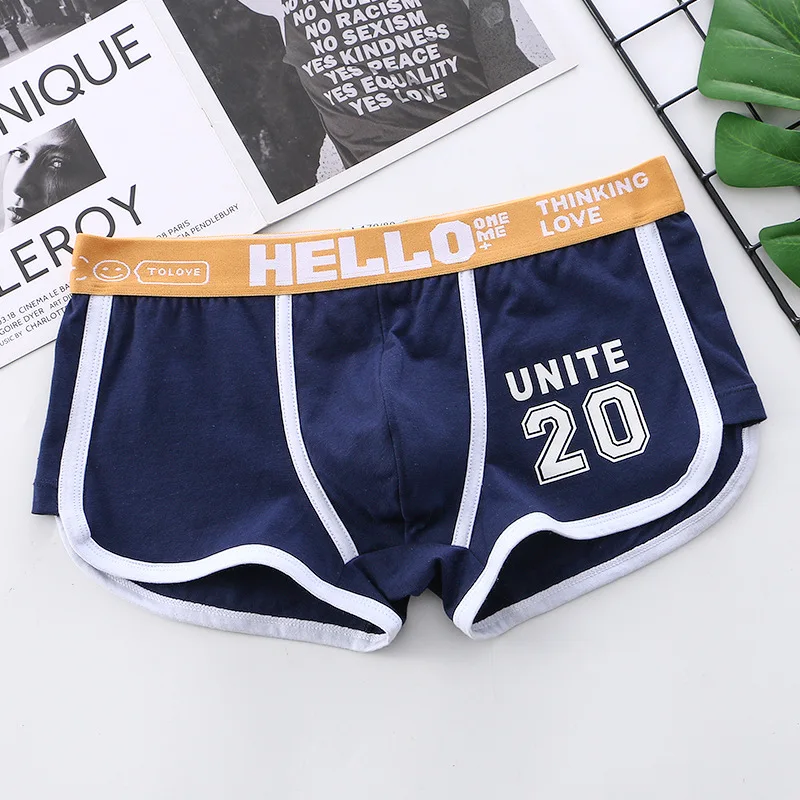 Men Boxers Letter Printed Cotton Underwear Sports Breathable U Convex Pouch Arrow Panties 3d Crotch Boxer Slip Homme