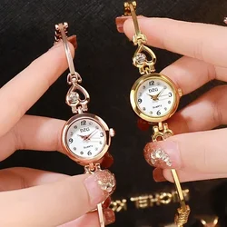 Nova moda feminina coração pulseira relógio rosa ouro relógio de quartzo feminino vestido relógio de pulso casual pulseira relógios presente reloj mujer