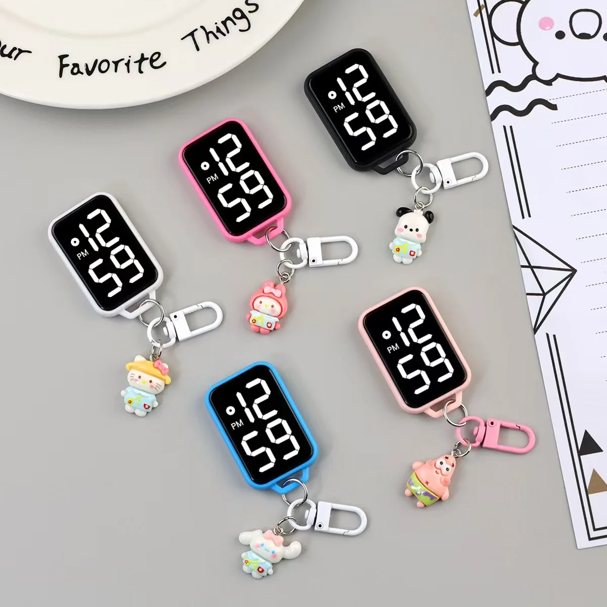 Square Large LED Electronic Watch Cartoon Pendant Small Hanging for Youngster Student Backpacks Keys Pendant Timepiece Present