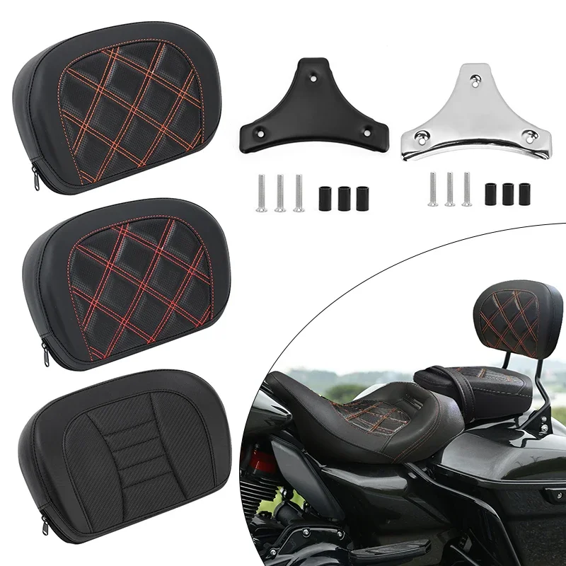 

Motorcycle Passenger Sissy Bar Backrest Cushion Pad For Harley Touring Street Glide Road King Road Glide 1996-later