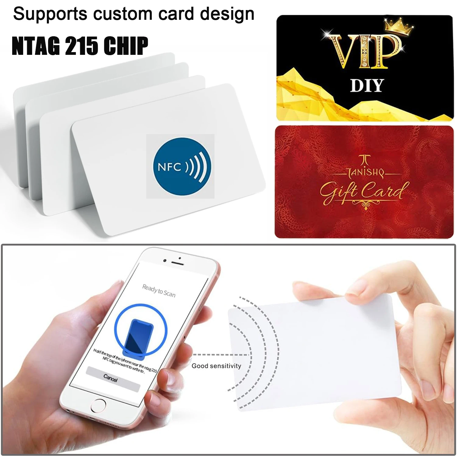 NTAGgem-Carte NDavid imprimable, cartes de visite NDavid, étiquettes NDavid, carte à puce RFID blanche, puce NDavid pour smartphone Android NDavid,