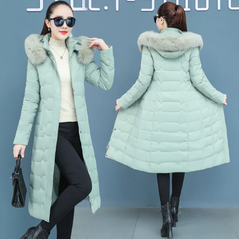 2021 New Winter Clothing for Middle-aged and Elderly Women, Large Size Women's Clothing, Knee Length Cotton Jacket, Women's Larg