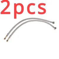 2pcs Stainless Steel Single Head Braided Water Inlet Hose Single Hole Cold Hot Water Kitchen Sink Faucet Lengthened Inlet Pipe