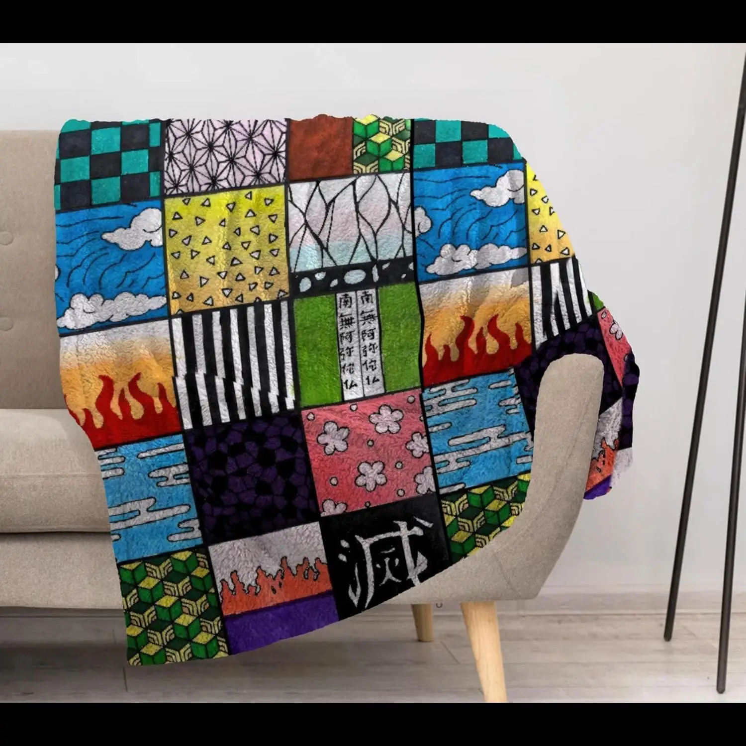 

Allenjoy Demon Battles Blanket Anime Throw Soft Durable Washable x inches for Couch Bed Living Room Decor SC