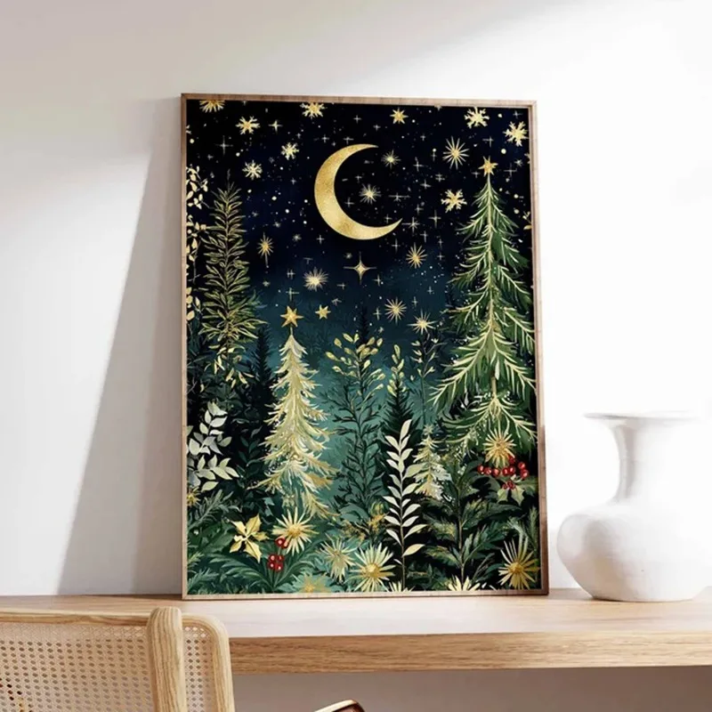 

Christmas Poster, Christmas Wall Art, Festive Decor, Winter Art, Winter Poster, Reindeer Print, Snow Art, Christmas Tree Art