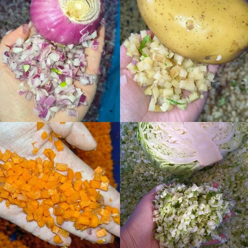 Plantaardige kubusvormige snijmachine voor aardappelen, tomaten, uien, efficiënte snijder