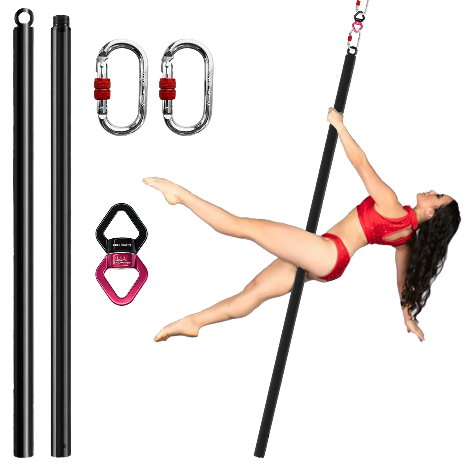 

Premium 2m Portable Dancing Pole Kit with Rigging Hardware Flying Pole, 45mm Diameter Dancer Pole for Home Fitness