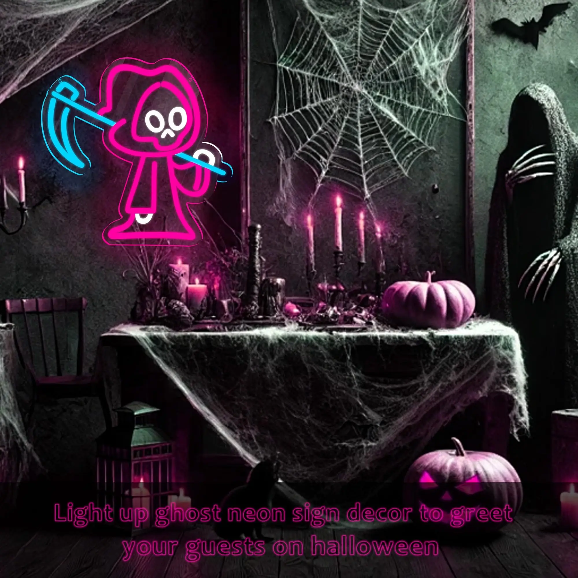 Reaper LED Neon, Neon LED dimmerabile alimentato tramite USB, Sala giochi adatta, Grotta da uomo, Arte da parete per feste