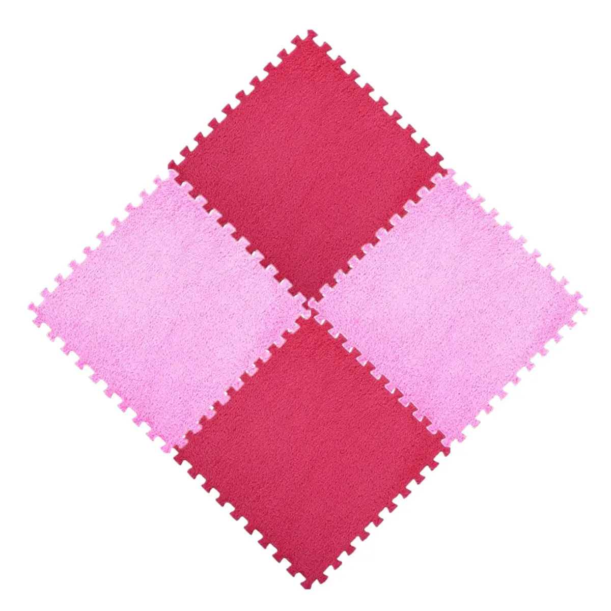 

4Pcs Square Eva Yoga Mat Interlocking Puzzle Soft Floor Covering Rose Red Pink Exercise Fitness Gym Crawling Pad