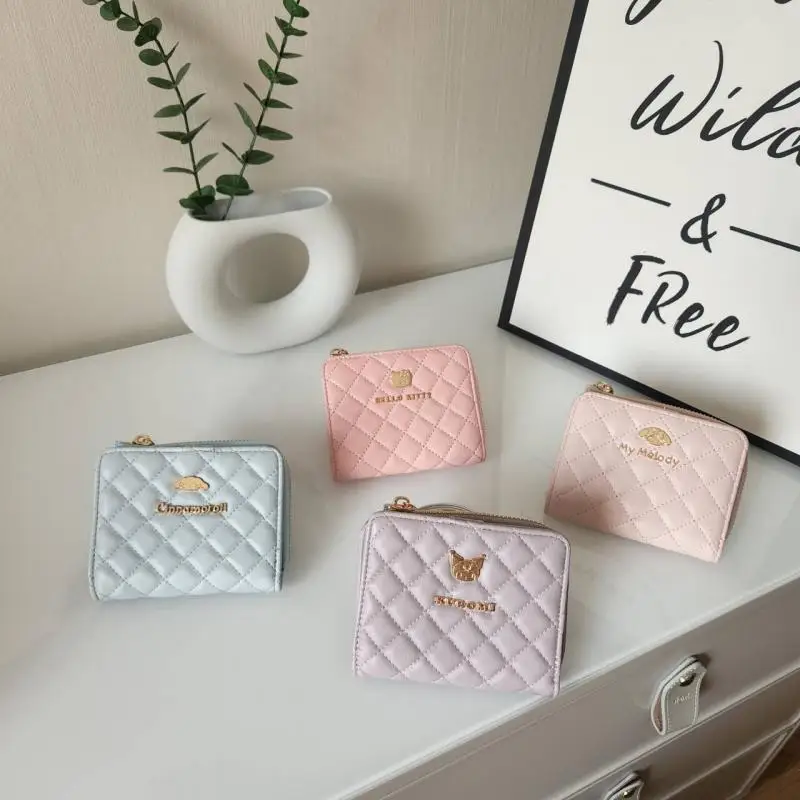 

Hello Kittys Sanrios Coin Wallet New Cinnamoroll My Melody Kuromi Cute Short Style Girl Gift Bags for Woman Kawaii Cartoon