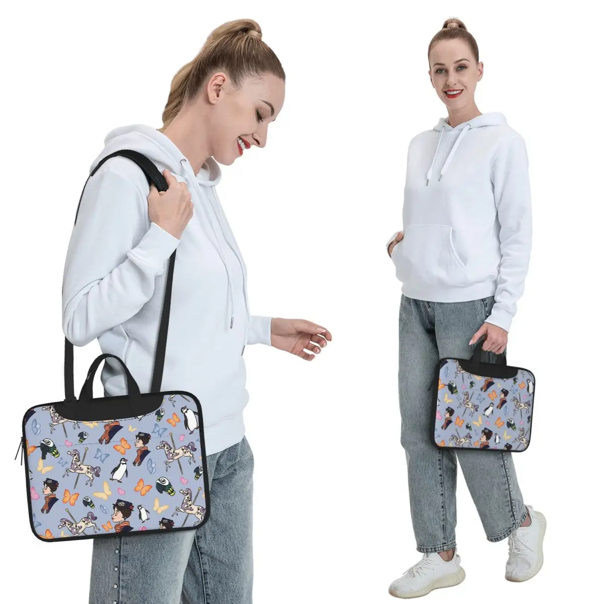 Mary Poppins Pattern Crossbody Laptop Bag Case Computer Bag Resistant Protective Notebook Pouch for Macbook Pro Lenovo