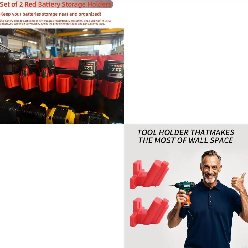 

Easy Install Wall Mount Tool &Battery Holder Organizers Strong ABS Includes 22Screws for 12V Tool Garage Storage