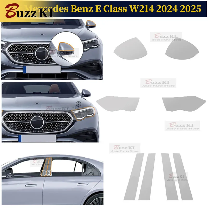 

Для Mercedes Benz E Class W214 2024 2025 фара заднего вида, оконная стойка, пленка для ремонта автомобиля, защитная пленка для краски из ТПУ, предварительно вырезанная