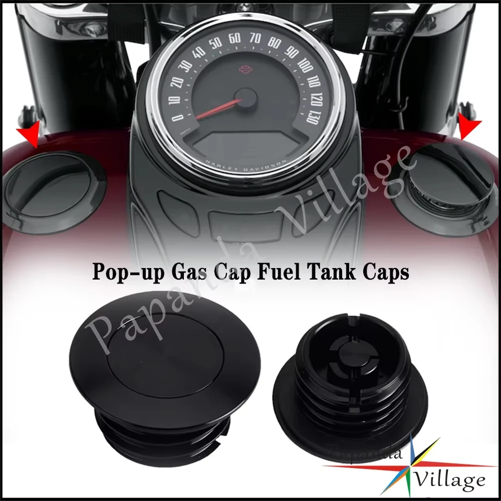 Pop-up Flush-Mount Fuel Cap & Left Side Tank Caps Kit For Harley M8 Softail Deluxe FLDE FLFB FLFBS Heritage Classic FLHC
