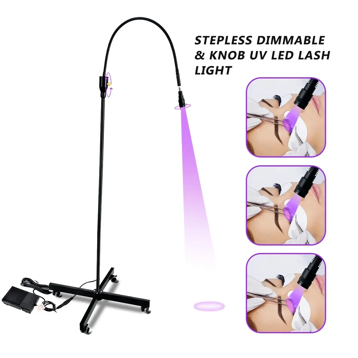 5W/10W Quick Curing UV Eyelash Glue Movable and Dimmable UV LED lash Floor Lamp For Eyelash/Hair/Extension