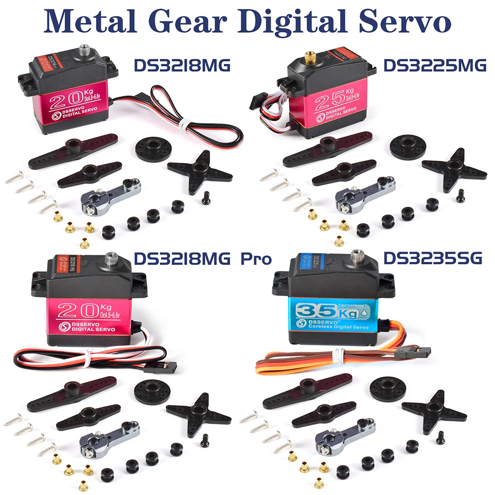 

Dsservo Waterproof Servo DS3218 20KG DS3225 25KG DS3235 35KG 180/270 Degree for 1/8 1/10 1/12 RC Cars Metal Gear Digital Servo