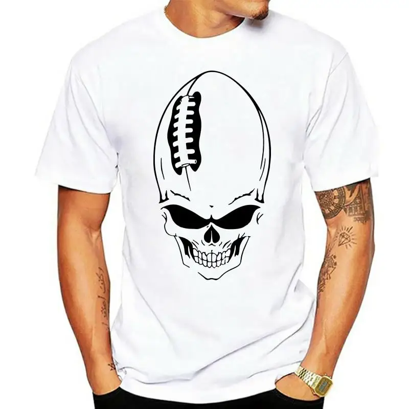 Mens American Football Skull T-Shirts Men Tee