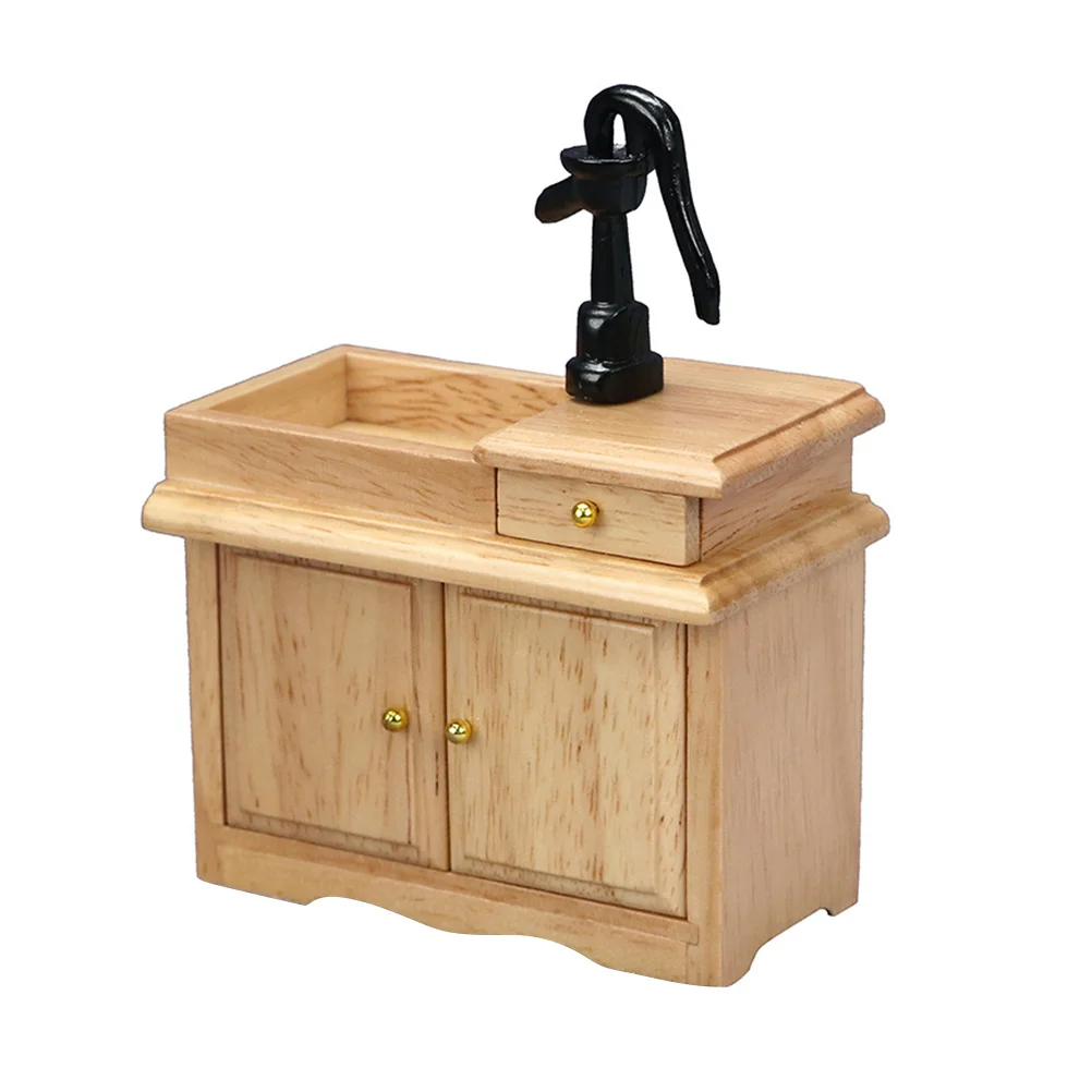 Dollhouse Sink Mini Wash Basin Toy Miniature Cabinet Model Toys Crafts Figurines