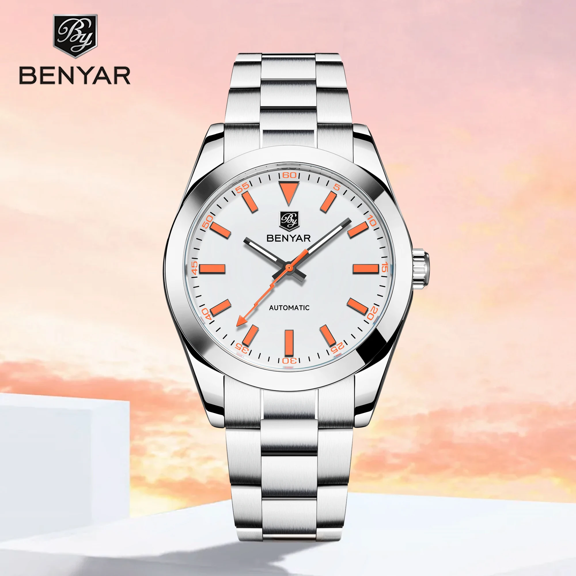 

2025 New BENYAR Men's Watch Top Brand Luxury Mechanical Automatic Watch Men Stainless Steel Waterproof Business Wristwatch Clock