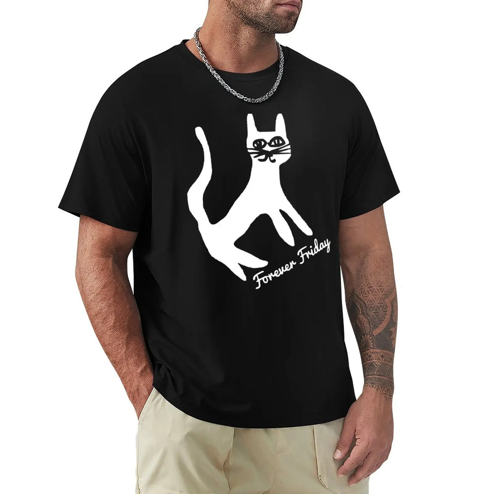 

forever friday cat T-Shirt oversized graphic tee vintage vintage anime shirt plain mens designer t shirt