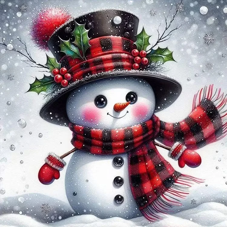 

Jigsaw Puzzle Adults Red And Black Checkered Top Hat Snowman Puzzle Games Family Fun Floor Puzzles Educational Toys for Kids
