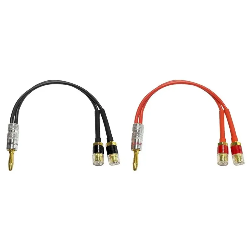 B03B-For Amplifier Speaker Connection- Copper Audio Cable Splitter 1 Pair Banana Male To 2 Banana Female