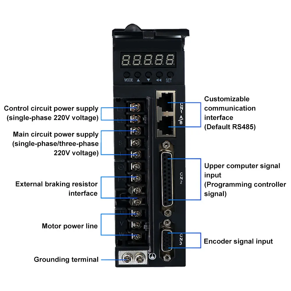 Imagem -04 - Conjunto 220 W100w 80st-m02430 60st-m01330 40st-m00330 90st-m02430 Rs485 1000 Linha tipo Encoder do Incremento do Motorista do Servo Motor da C.a. 2500 v