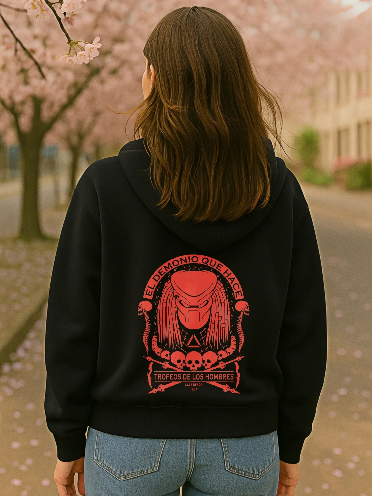 Graphic Hoodie Women, Skull and Pattern Print, Streetwear Aesthetic, Fleece Lined, Casual Everyday Wear, For Young Men