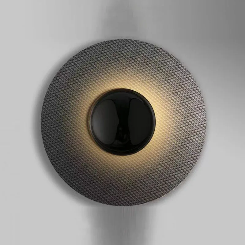 

Modern LED Living Room Background Wall Decoration Wall Lamp Black Circular Iron Wall Ligths Corridor Bedroom Lighting