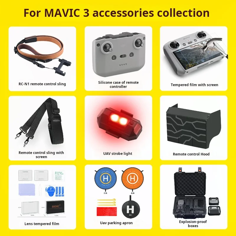 

3 silicone Suitable for DJY Mavic sleeve with screen remote control, hanging with explosive flash light, sunshade, apron accesso