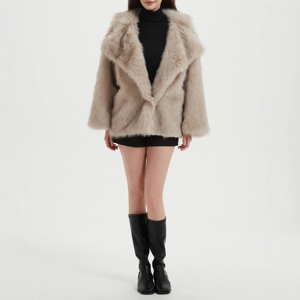 

Женское пальто на флисовой подкладке с v-образным вырезом, элегантное однотонное миниатюрное острое осенне-зимнее модное повседневное пальто