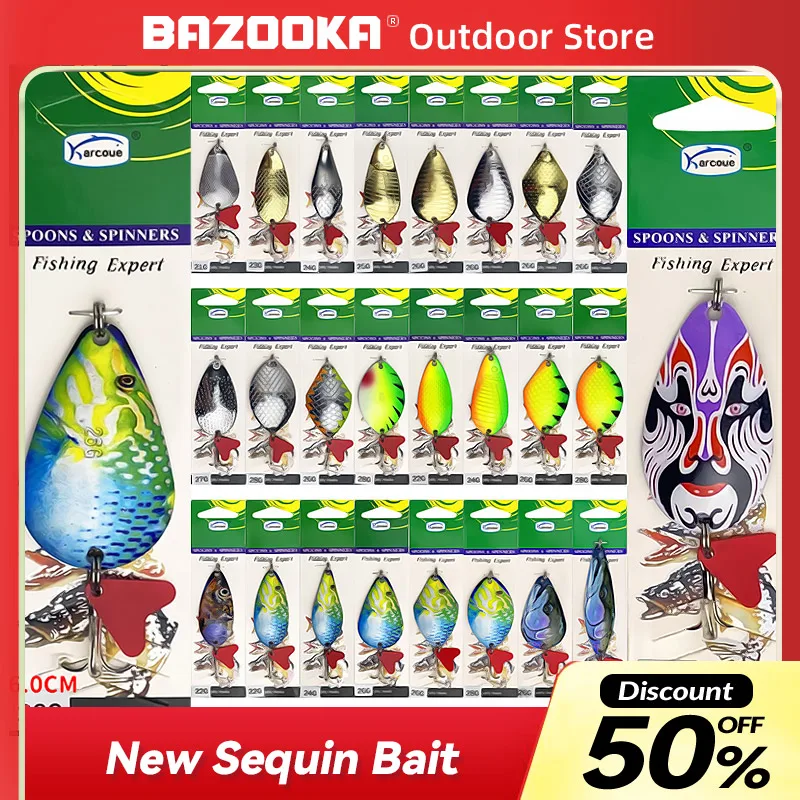 

Bazooka Fishing Lure Sequin With Hook 21g-28g Far Throw Pesca Acesssories Treblehook Flatfish Camping Bass Pike Shore Winter