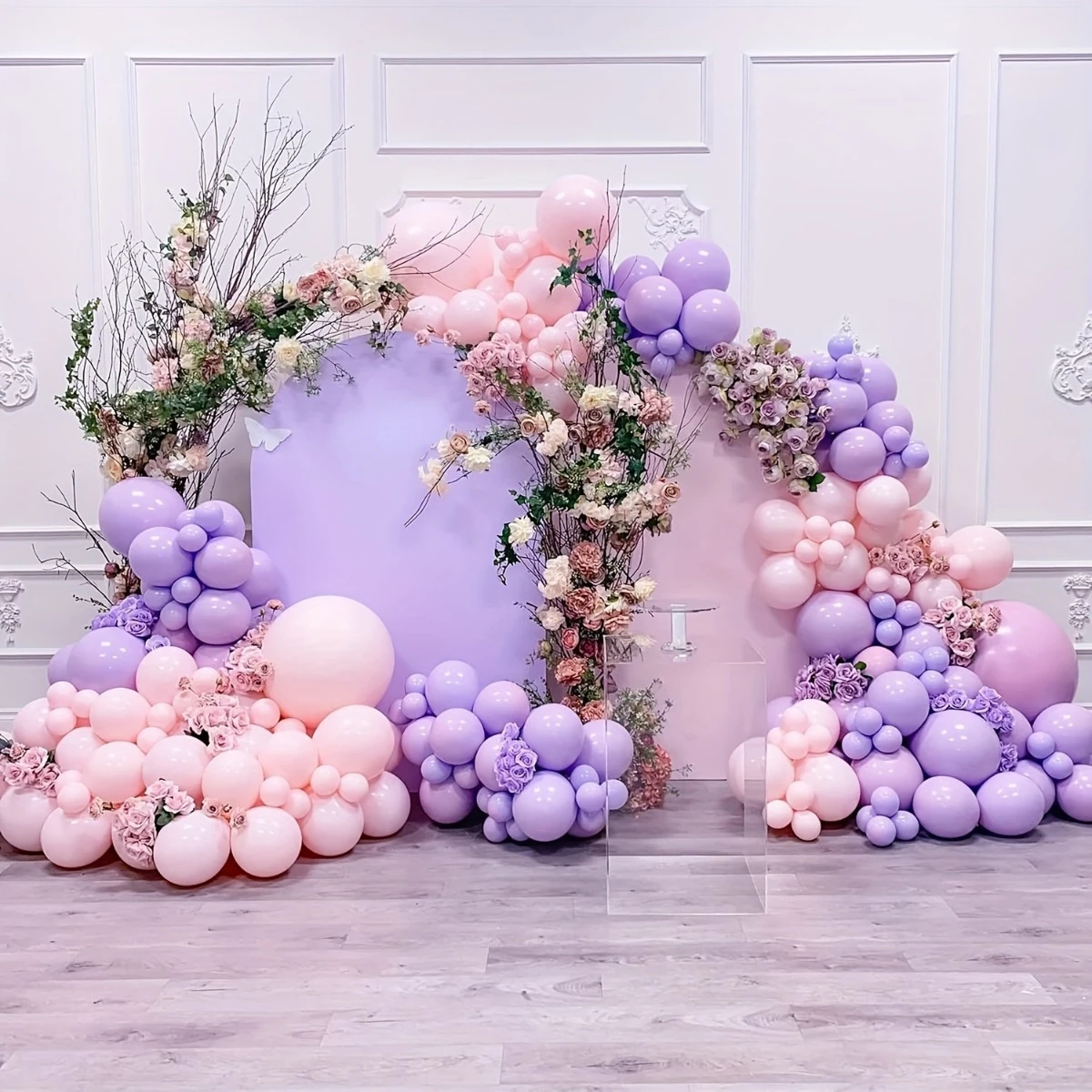 143pcs pink and purple latex balloon wreath arch sets for holidays, birthdays, weddings, indoor and outdoor decorations