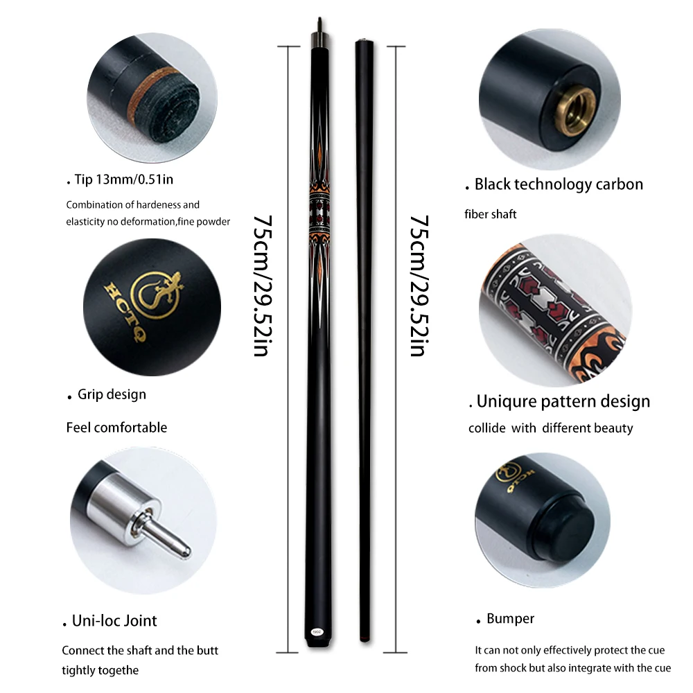 12.75mm Tip High-Quality Multi-Layered Carbon Fiber and Glass Fiber Billiard Cue with Metallic Pattern, Yellow Color, Perfect fo
