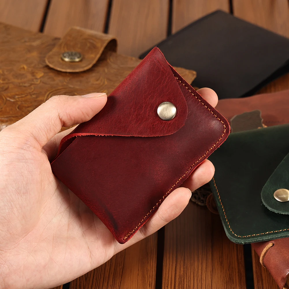 

Slim 100%Genuine Leather Mini Card Case ID Card Driver's License Vintage Wallet Simple and Anti Demagnetization Hasp Card Holder