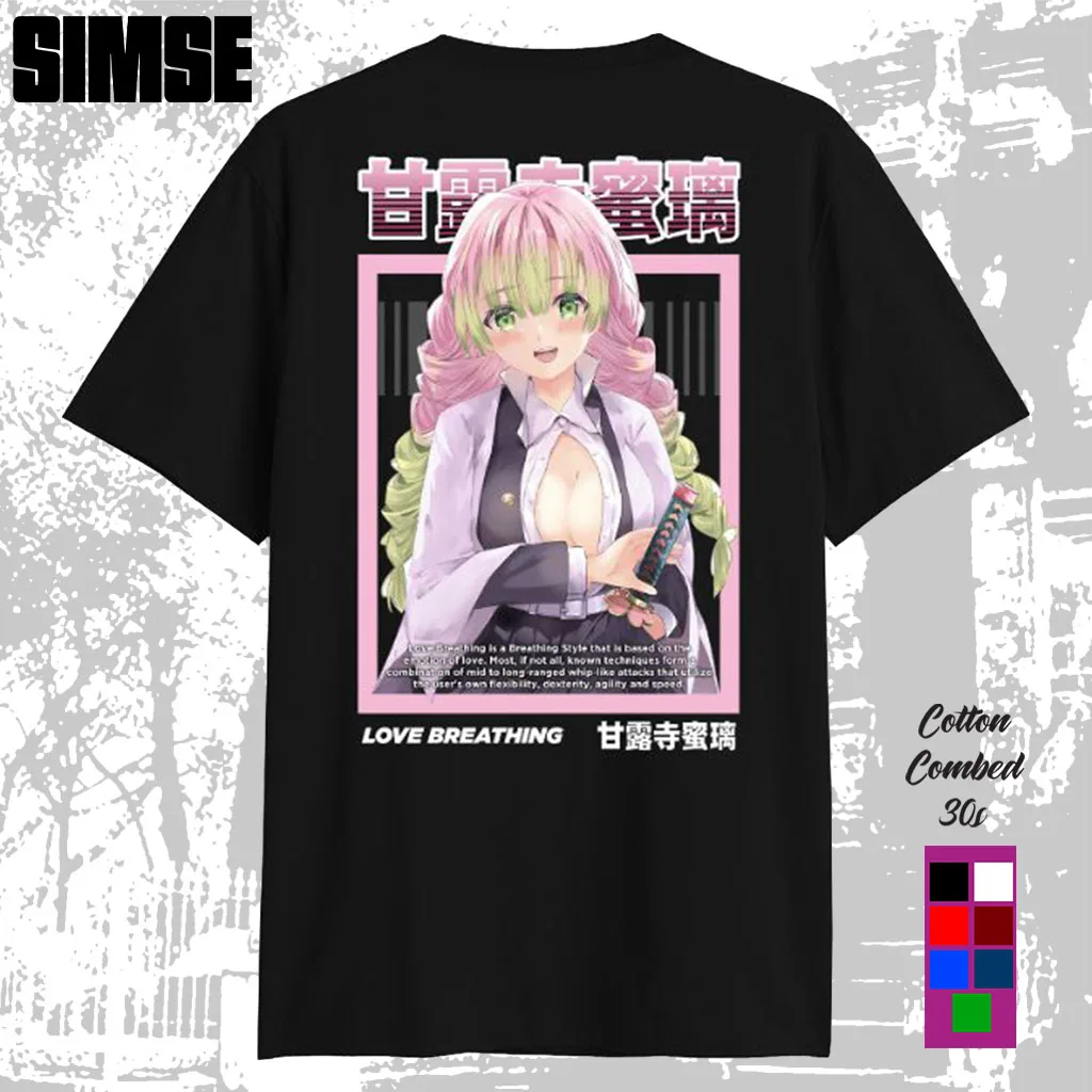 T-shirt  Pria Distro Sablon DTF MITSURI KANROJI KIMETSU NO YAIBA T-shirt  Anime Jepang SIMSE.ID