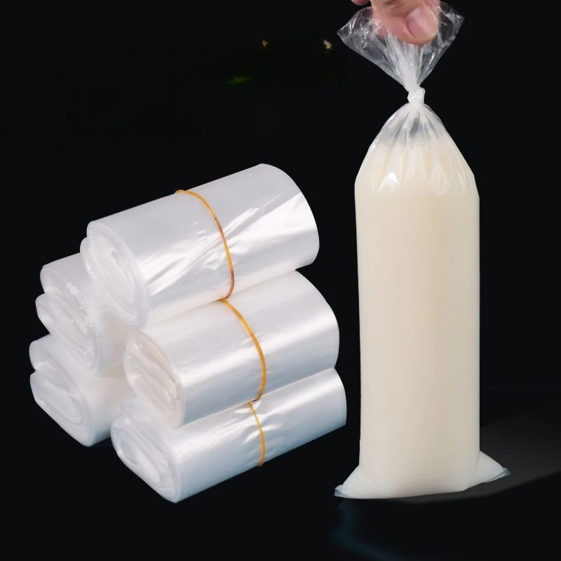 500pcs Thick Disposable Soybean Milk Bag Transparent Straight Barrel Fresh Milk Pocket Slender Plastic Food Grade Beverage Bags