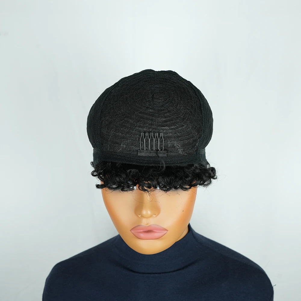 アフロ縮れ毛ウィッグ人毛女性用ショートふわふわ巻き毛ウィッグ人毛フルマシンメイドピクシーカットアフロウィッグ