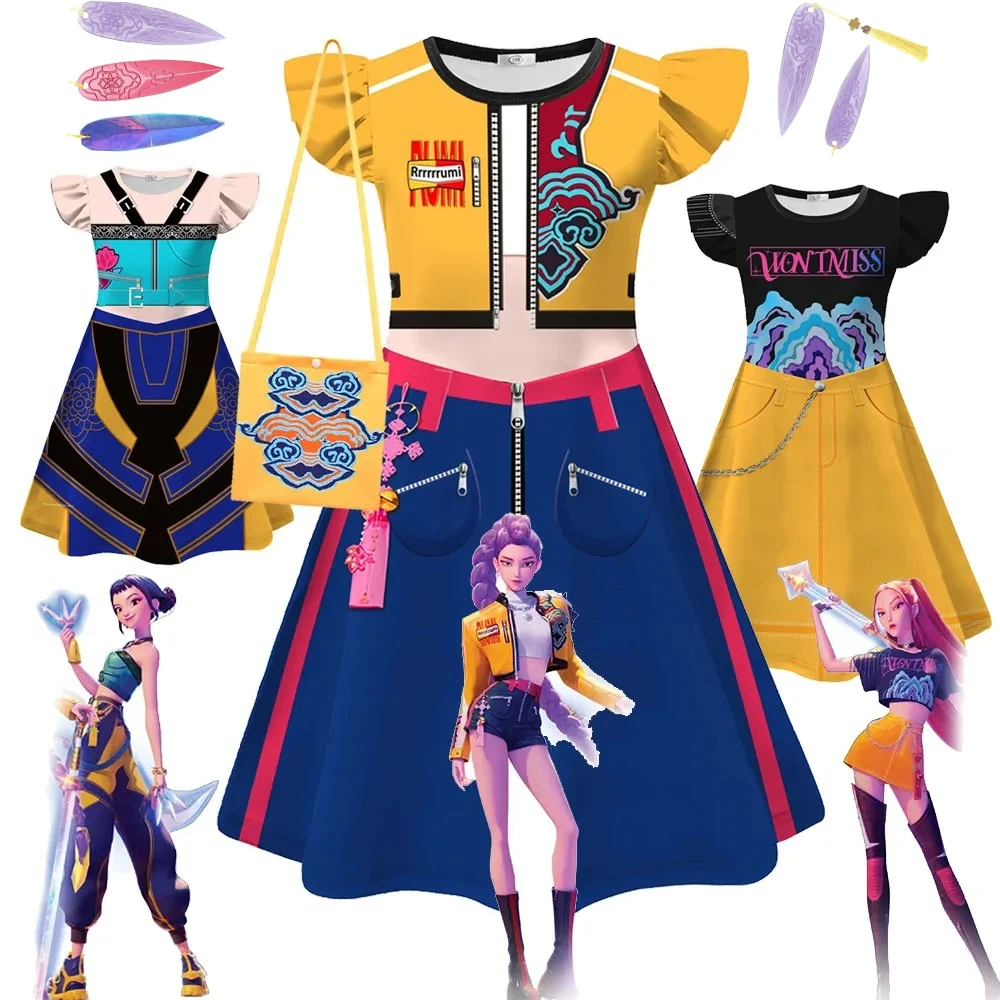 

Movie K-Pop Demon Hunters Cosplay Costume Girls Rumi Mira Zoey Cosplay Costumes Casual Dresses Toddler Birthday Gifts Party
