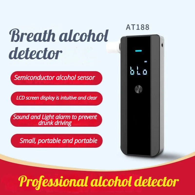 At188 S Blaastest Digitale Alcohol Tester Dronken Rijtest Persoonlijk Gebruik Nauwkeurigheid Draagbare Alcoholmeter