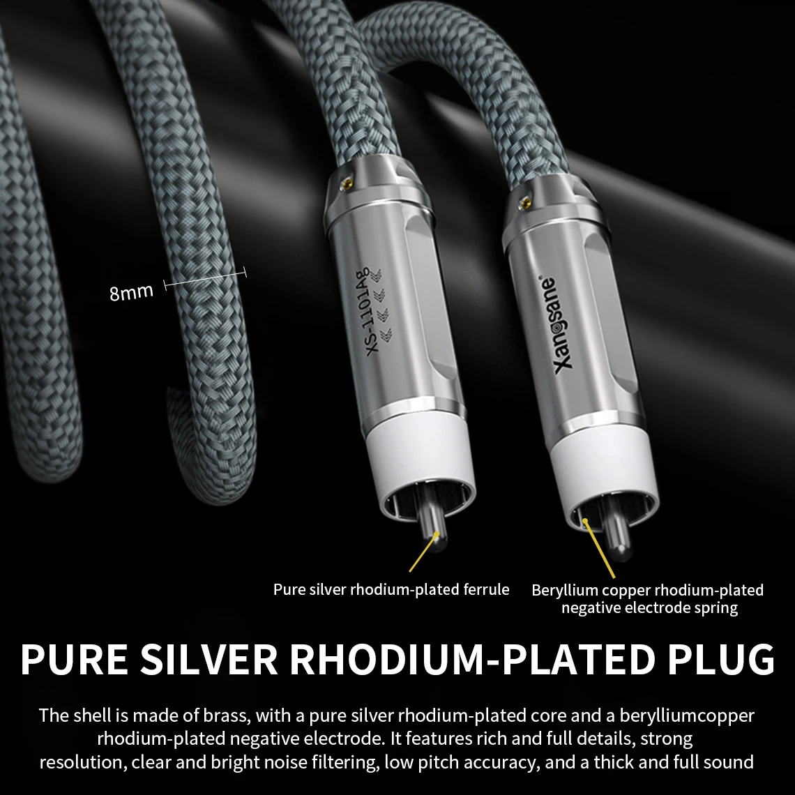 Xangsane XS-CYRCA 99.99%4N pure silver RCA cable 4X0.2mm² signal