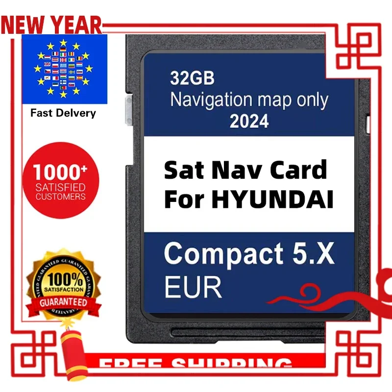 GEN5 Navigation SD Card for Hyundai i10/i20/i30/i40/Kona/Santa/Tucson Compact 5.X RUR Update 2024 Sat Nav Map EU 32GB GPS