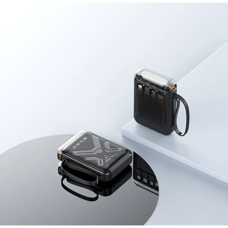 New 10000mAh Large Capacity Fast Charging Power Bank with Built-in Cable Portable Power Supply