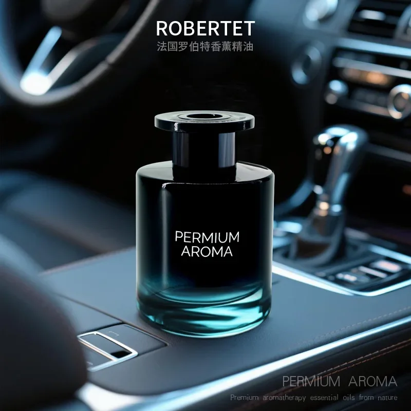 Premium Men's Car Aromatherapy Perfume Decorative Glass Ornament Fireless Deodorant Long-Lasting Fragrance Auto Accessory