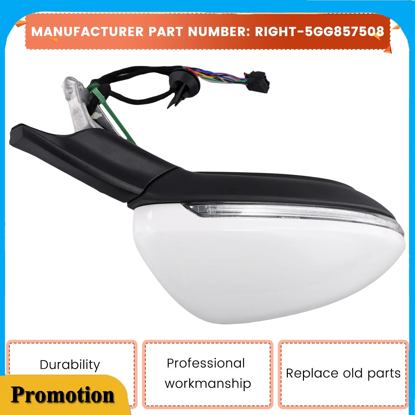 

Portable Rear View Mirror Assembly Side Wing Door Mirror Exterior Rear View Mirror Forvw Golf Back Up Mirror 5GG857507 5GG857508