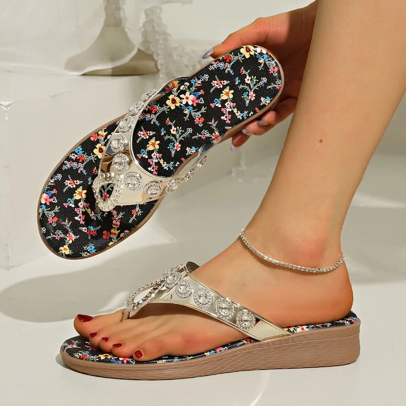 كعب منخفض الوجه يتخبط الصيف جديد جولة تو كليب تو كريستال بريق لينة سوليد عدم الانزلاق مقاومة للاهتراء حذاء مسطح #3