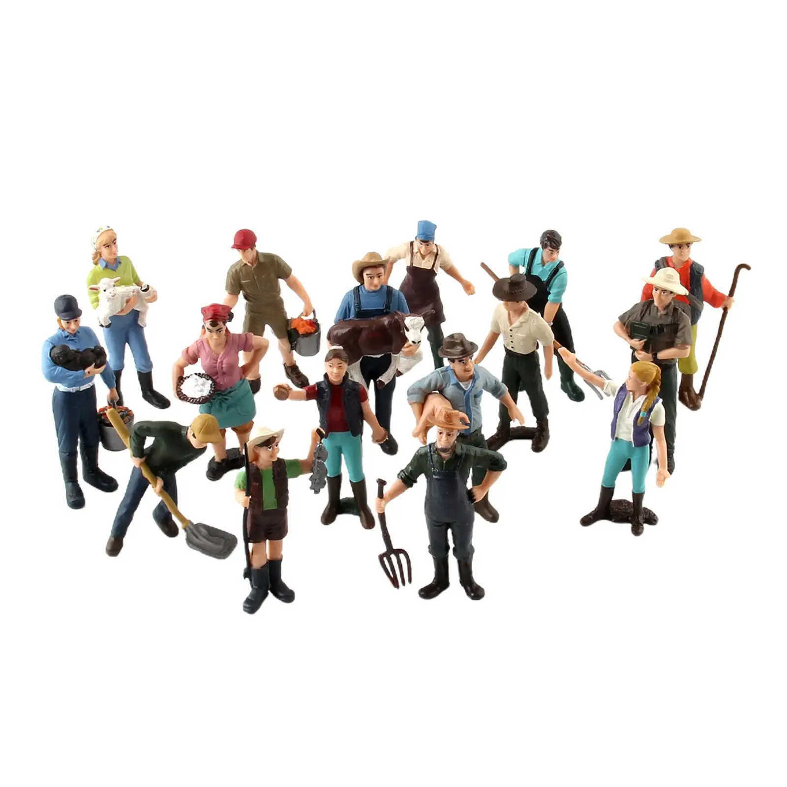 

Pack of 16 People Model Figure Simulation PVC Action Figure toy Farm Animal Model Figurine